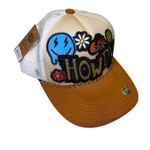 4350 District Howdy Patch Trucker Hat Snapback White Tan‎ Western Cowboy NWT